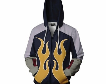 Tekken 4 Jin Kazama Cosplay Costume Zip Hoodie Men's and Women's Casual Sports Sweater Hoodie