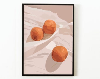 Orange | Wall art | Downloadable digital print | Digital wall art | Printable wall art | Fruit | Kitchen decor | Home design | Handdrawn art