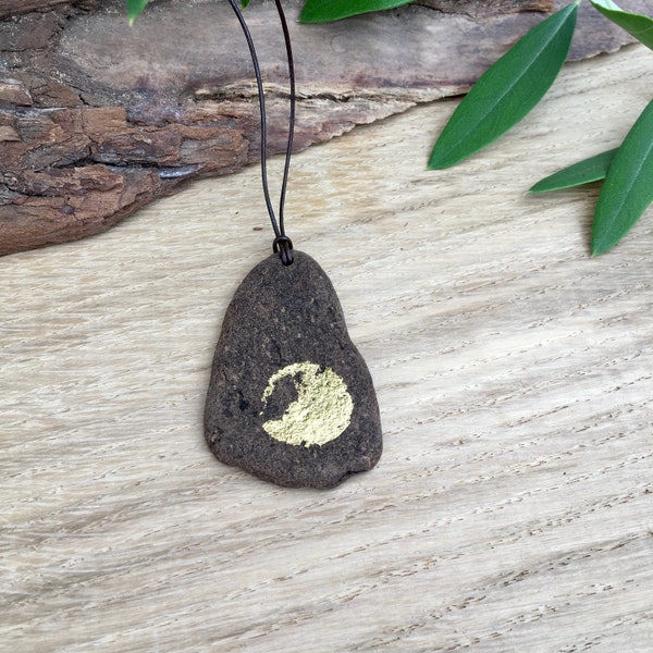 Driftwood amulets with gold leaf 'Moon'