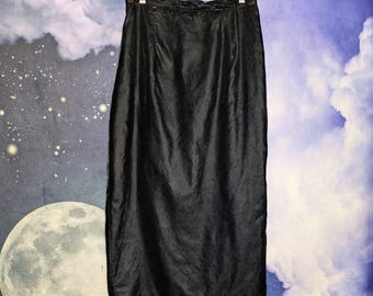 Vintage Black Velvet Maxi Skirt Patra Petite 13/14 Witchy Gothic Glam Whimsigoth