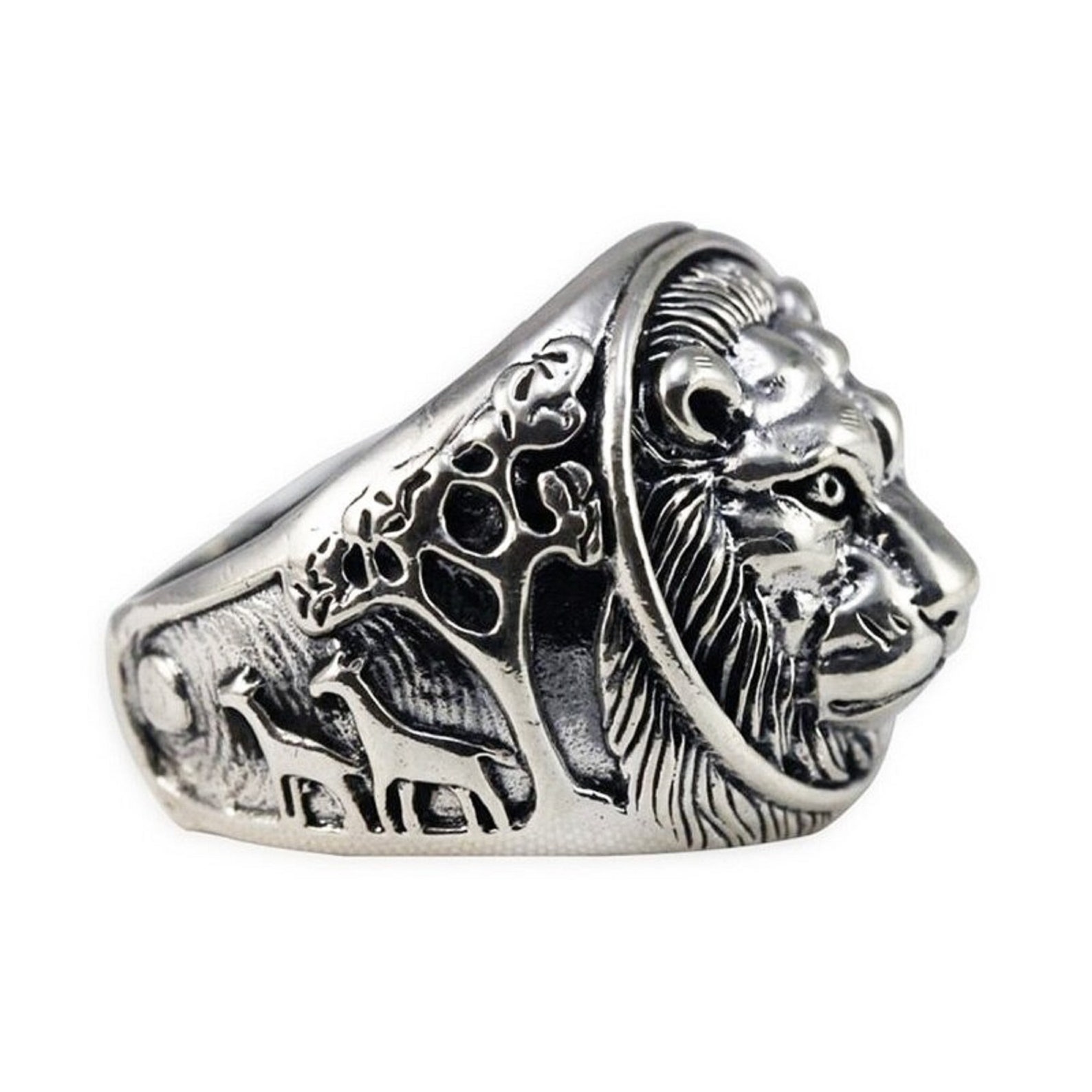 Lion Ring 925 Sterling Silver Lion Ring Silver Lion Head Etsy