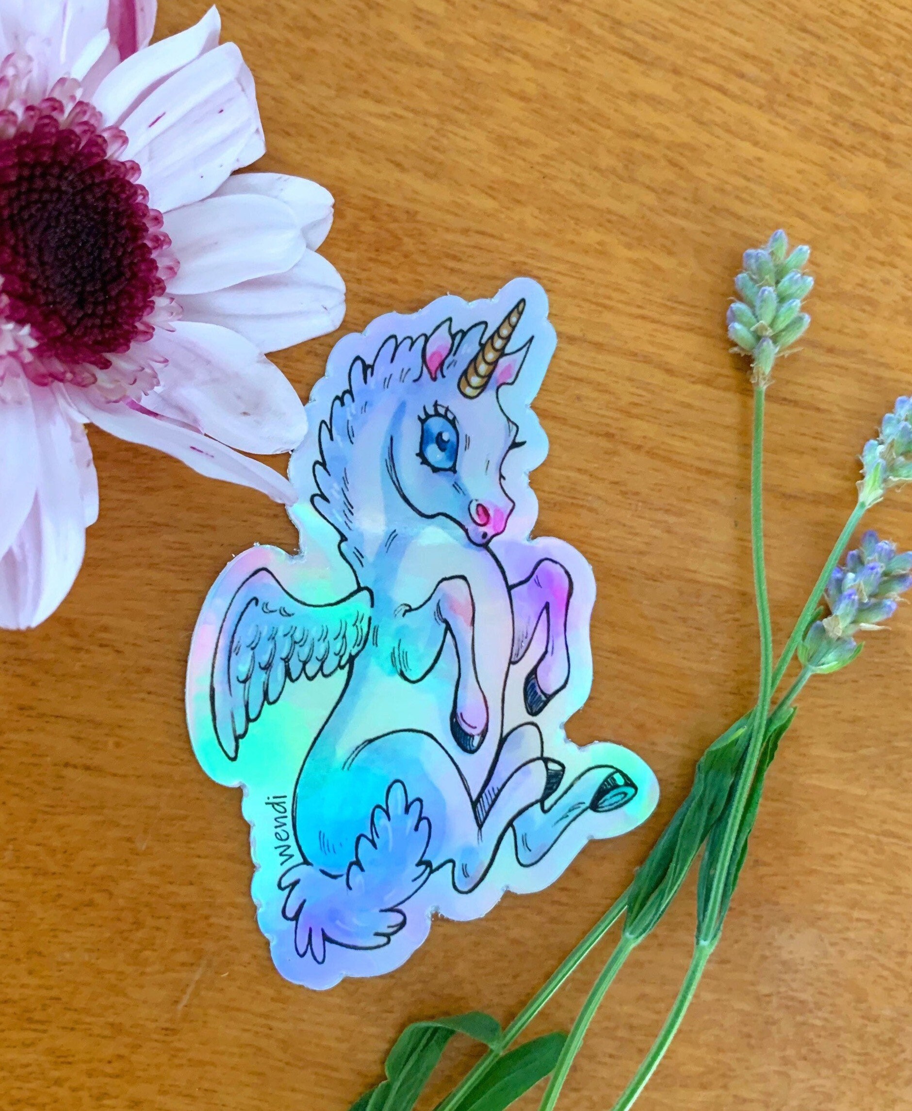 Holographic unicorn sticker Etsy