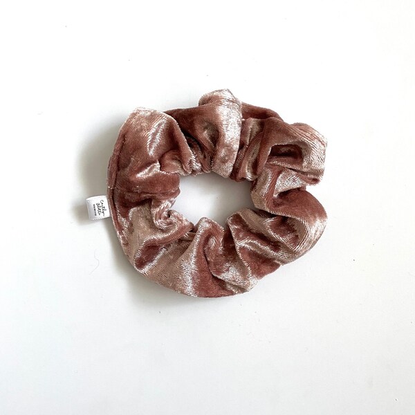 Regular Upcycled Scrunchie - blush pink crushed velvet