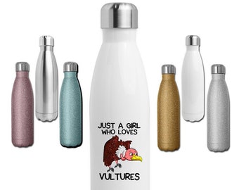 Just A Girl Who Loves Vultures Water Bottle, Stainless Steel 17 oz Water Bottle, Vulture Lover Glitter Gift,Vulture Wildlife Enthusiast Gift