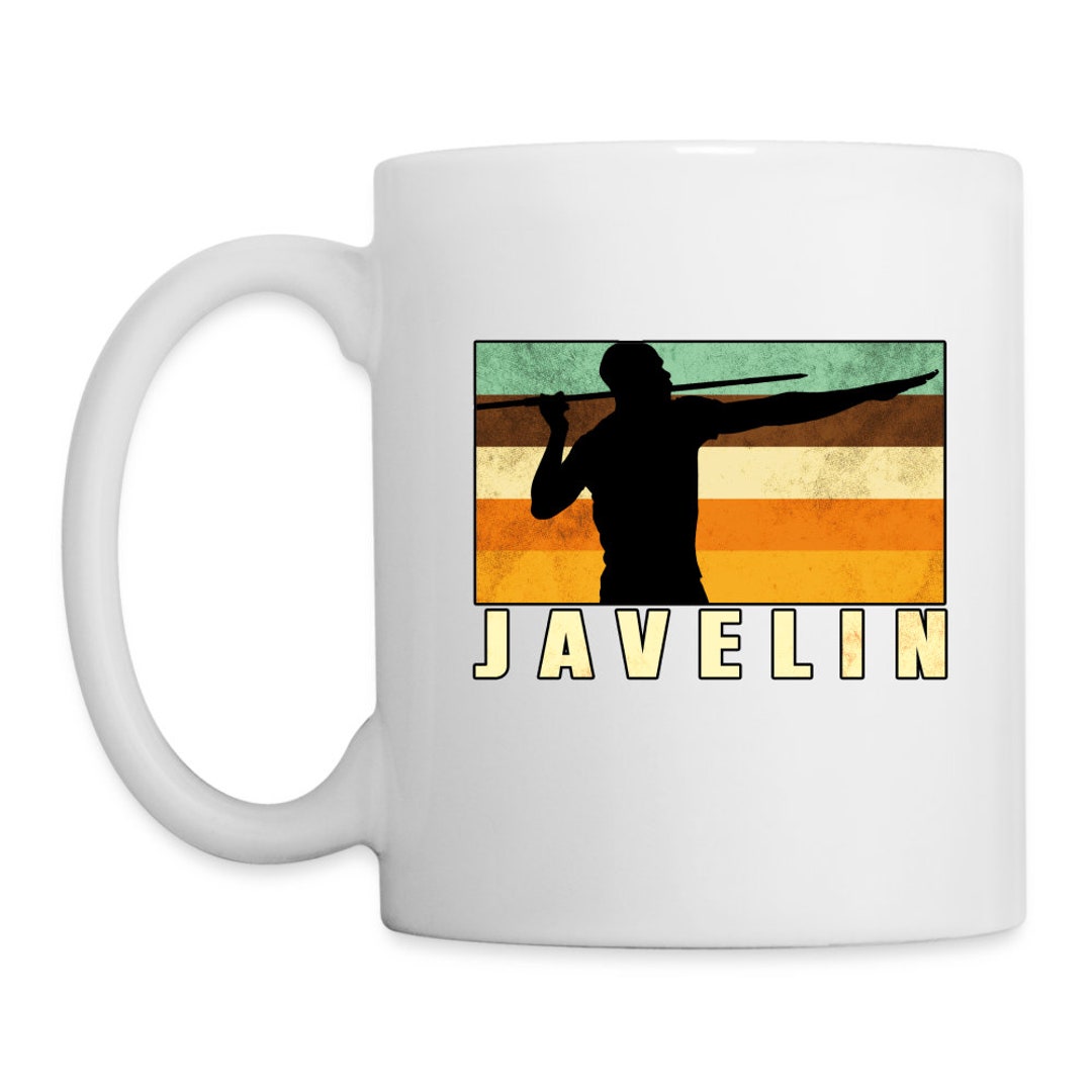 Javelin Retro White Mug, Javelin Throw Gift, White 11oz Mug, 15oz Mug