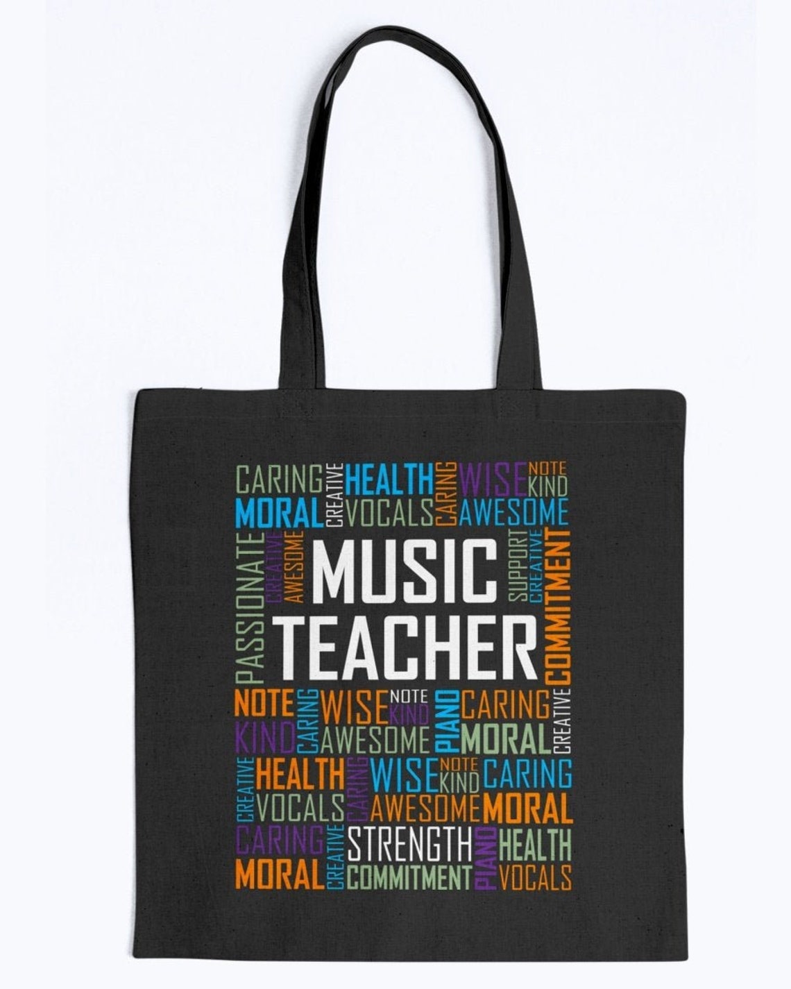 Music Teacher Words Tote Bag Music Teacher Words Gift Co Etsy