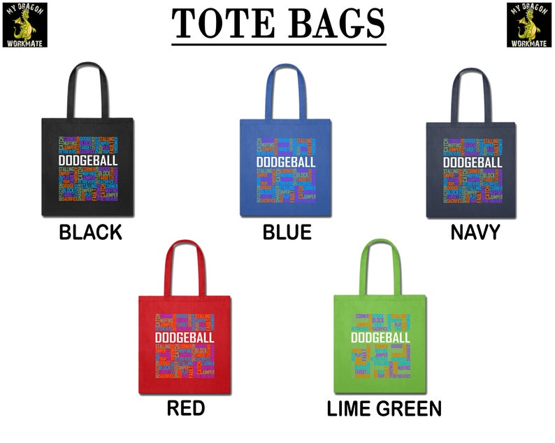Dodgeball Words Tote Bag Dodgeball Lover Gift Co Worker Etsy