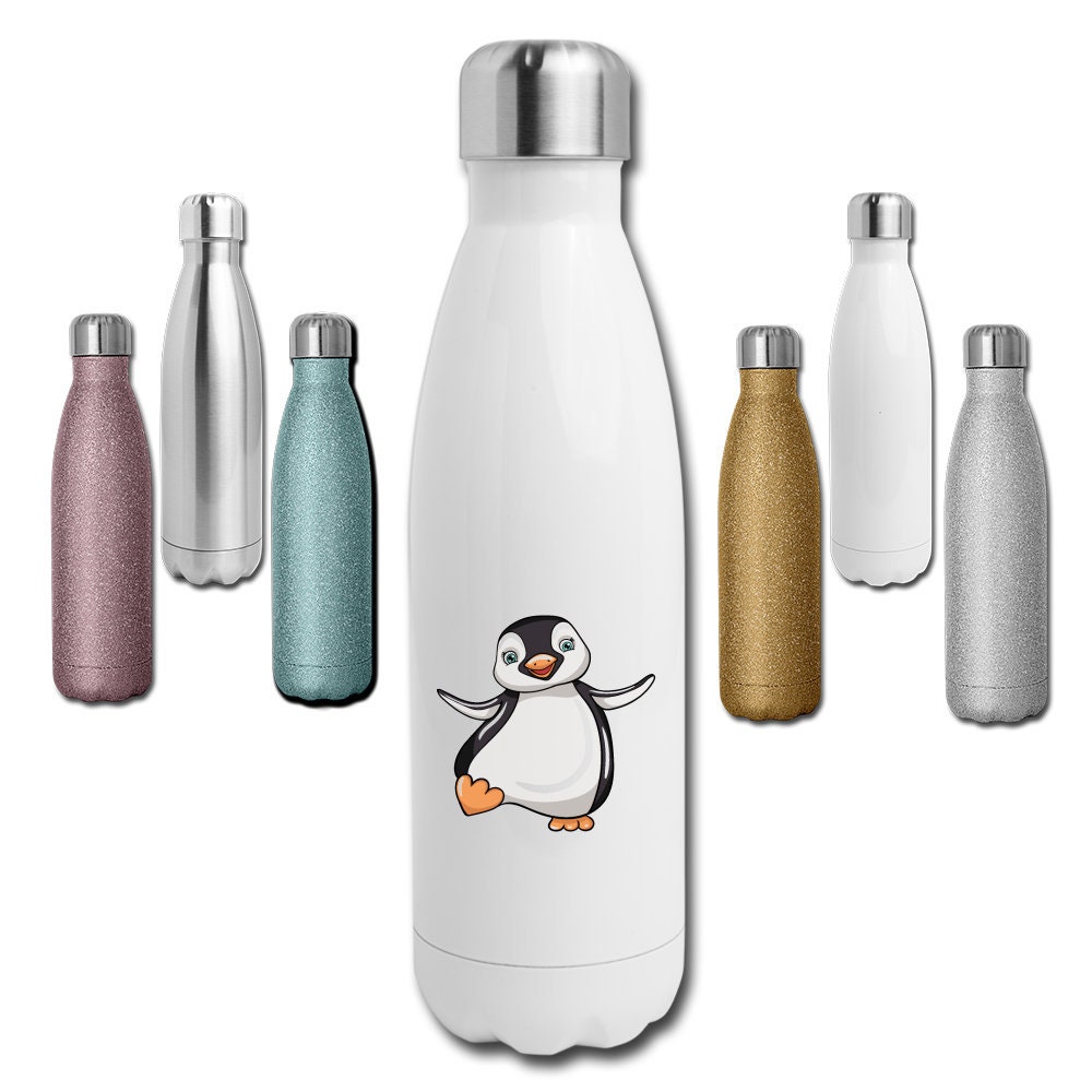 Penguin- Bulk Custom Printed Freezer Gel Water Bottle with Pop-up