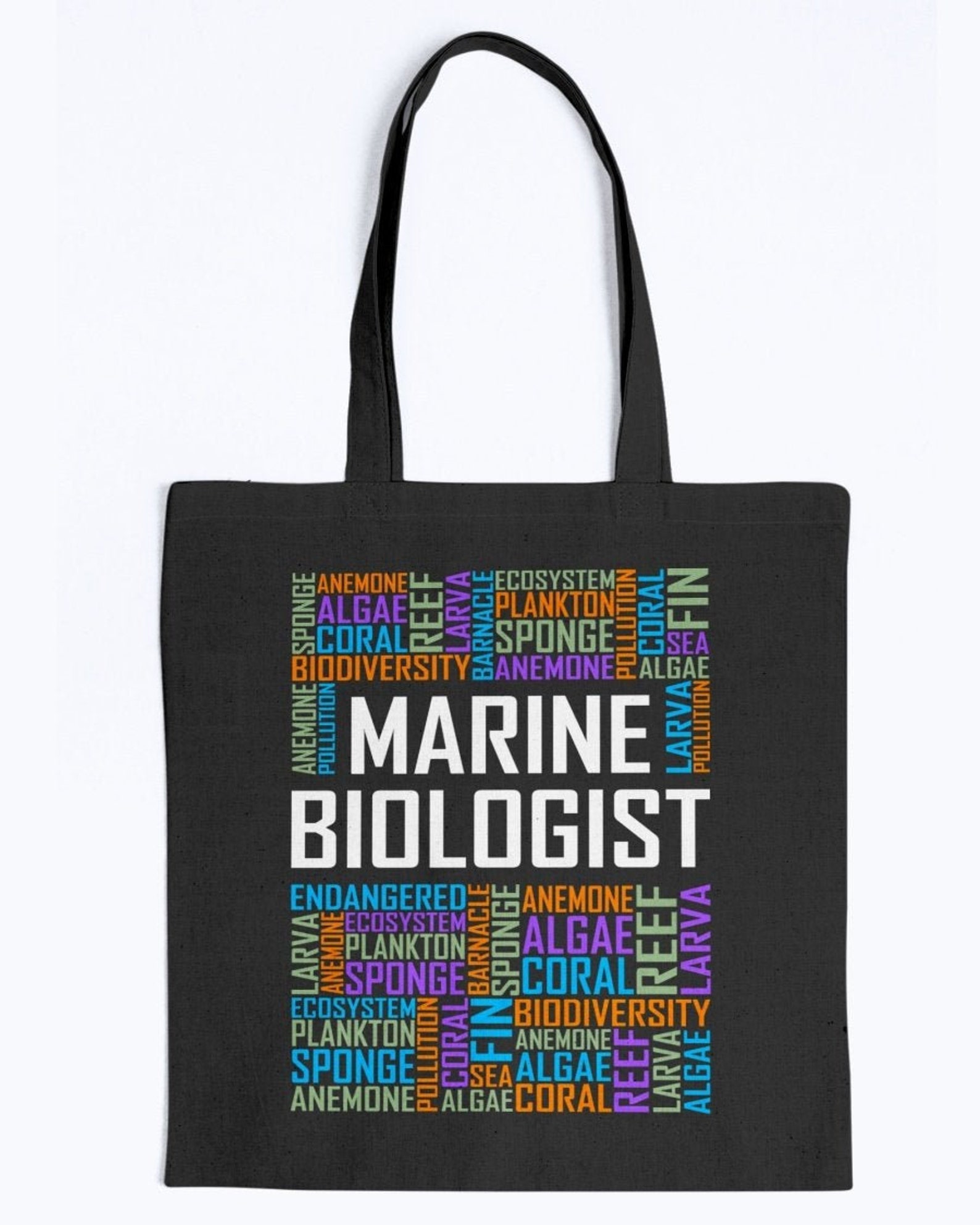 Marine Biologist Words Tote Bag Marine Biologist Words Gift Etsy