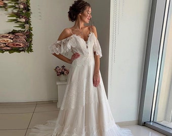 Wedding Dress POLINA beach wedding dress A-line wedding dress simple wedding dress