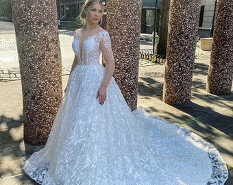 Wedding Dresses Sexy TIFFANY Lace Long Sleeve Bridal Gowns