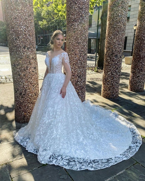Wedding Dresses Sexy TIFFANY Lace Long Sleeve Bridal Gowns Etsy