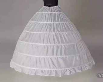 Petticoat 6 Hoops Long Floor Length Crinoline Skirt Underwear Slip for Bridal Wedding Dress