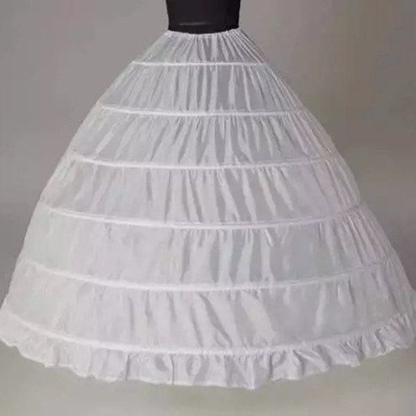 Petticoat 6 Hoops Long Floor Length Crinoline Skirt Underwear Slip for Bridal Wedding Dress