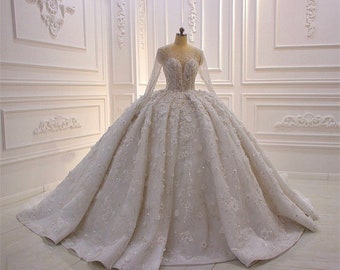 LUXURY Wedding Dress PRIMADONNA  sparkling bridal dress  beading lace 100% Real work bridal gown