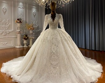 LUXURY Wedding Dress MIRANDA Dubai Luxury Heavy Beading wedding dress sparkling bridal dress 2024 real work