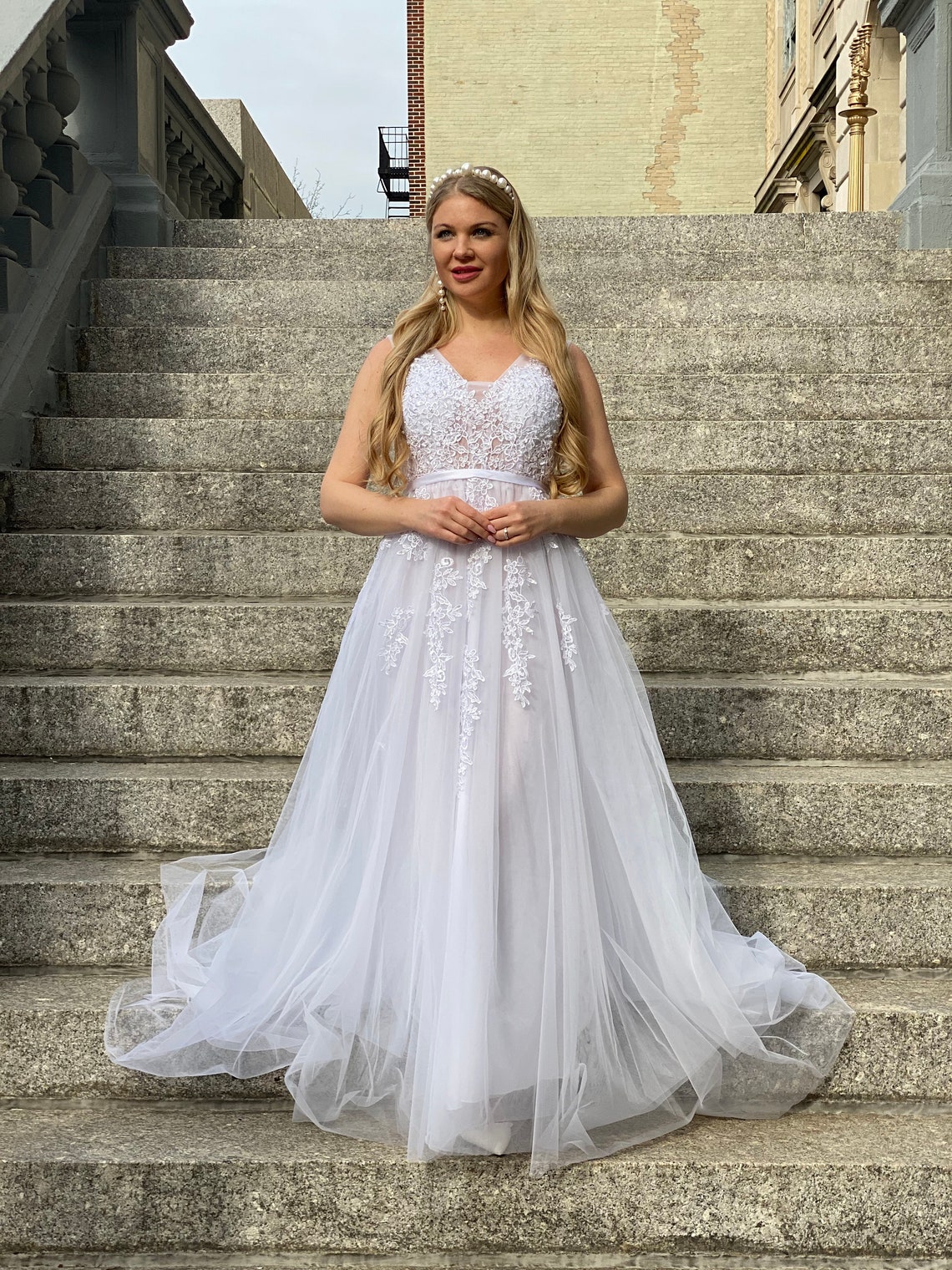 Wedding dress IVANKA zipper Aline dress beach wedding