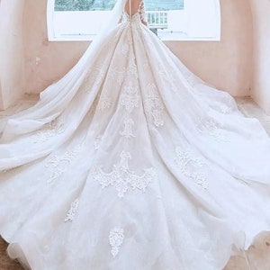 Wedding Dress SOFIA Beading Pearls Appliques Lace Illusion Princess ...