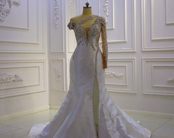 Luxury Mermaid Wedding Dress Olivia with detachable train handmade wedding dress