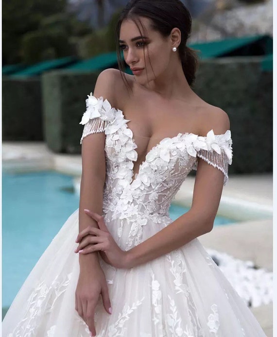 Wedding Dress EVELIN A-line off the Shoulder Lace-up Appliques