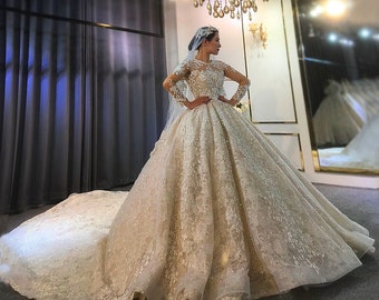 LUXURY Wedding Dress SULTANA Dubai Luxury Heavy Beading wedding dress sparkling bridal dress 2023 real work