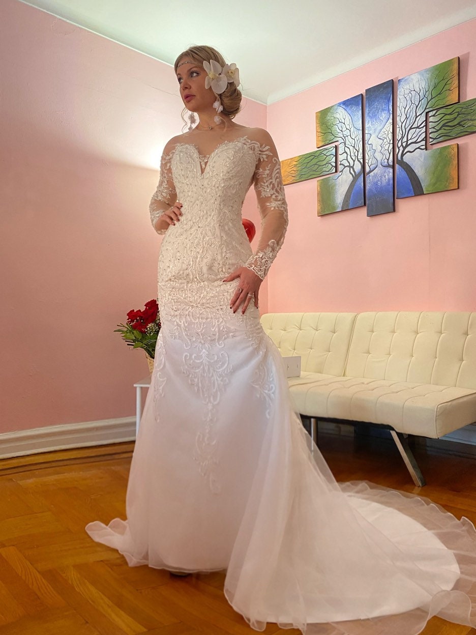 Mermaid Wedding Dresses ARIANA With Detachable Train Lace Tulle 2 in 1  Wedding Gowns -  New Zealand