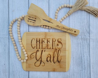 Wooden Cutting Board "Cheers Yall"