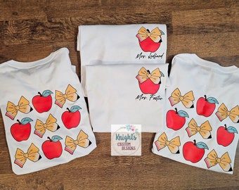 Teacher Apple Bow Coquette Tshirt