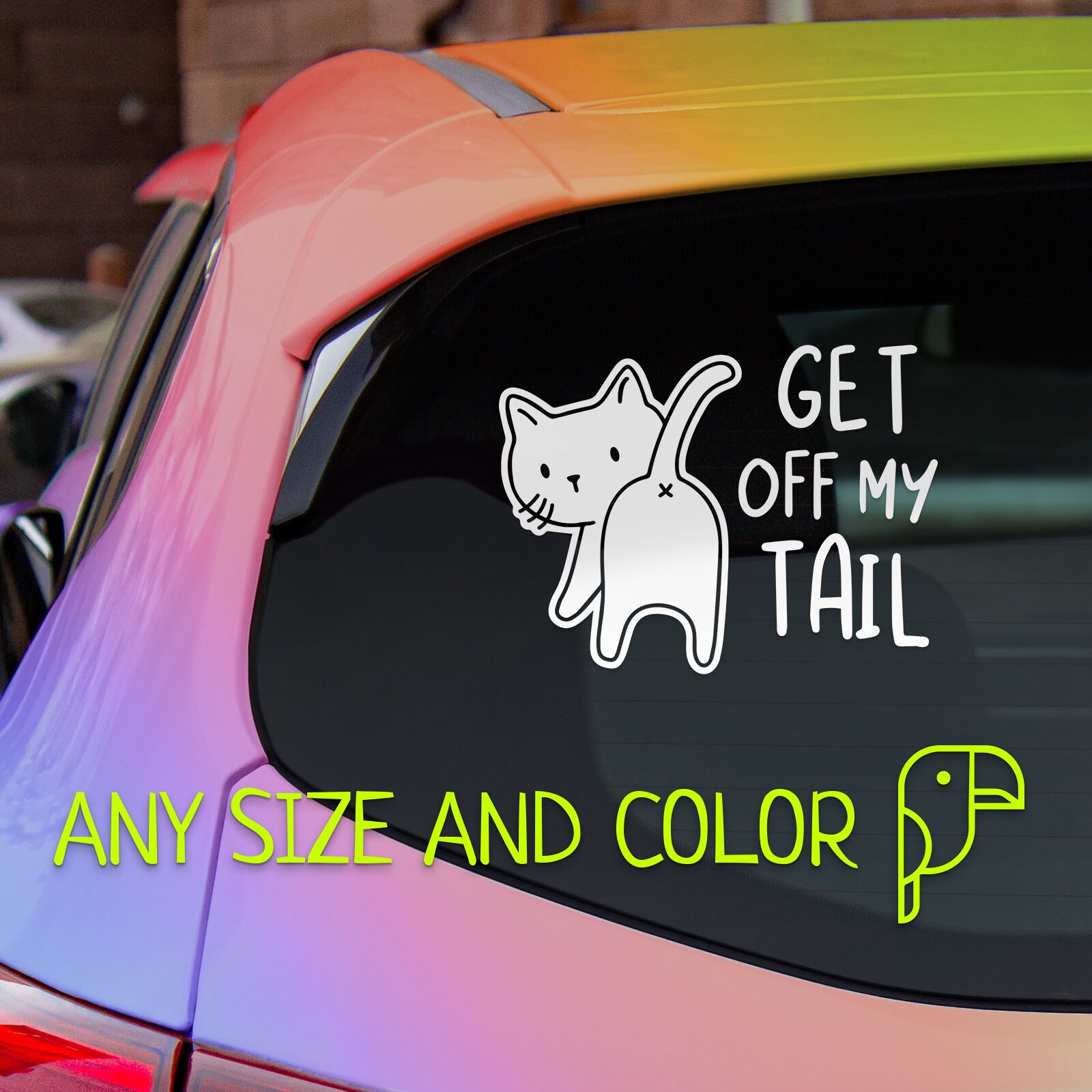 Get Off My Tail Cat Car Window Decal Cat Lover Macbook Or Etsy