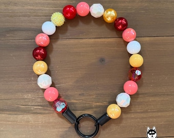 Coleira personalizada para cães com miçangas, estampa de morango e banana | Personalizada | Durável | Exclusiva