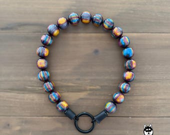 Estrada do Arco-Íris | Coleira Personalizada com Miçangas para Cães | Personalizada | Durável | Exclusiva
