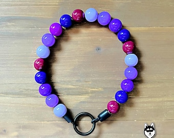 Tons de roxo | Coleira personalizada com miçangas para cães | Personalizada | Durável | Exclusiva