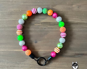 Coleira para cães com miçangas personalizadas e estampa de melancia | Personalizada | Durável | Exclusiva