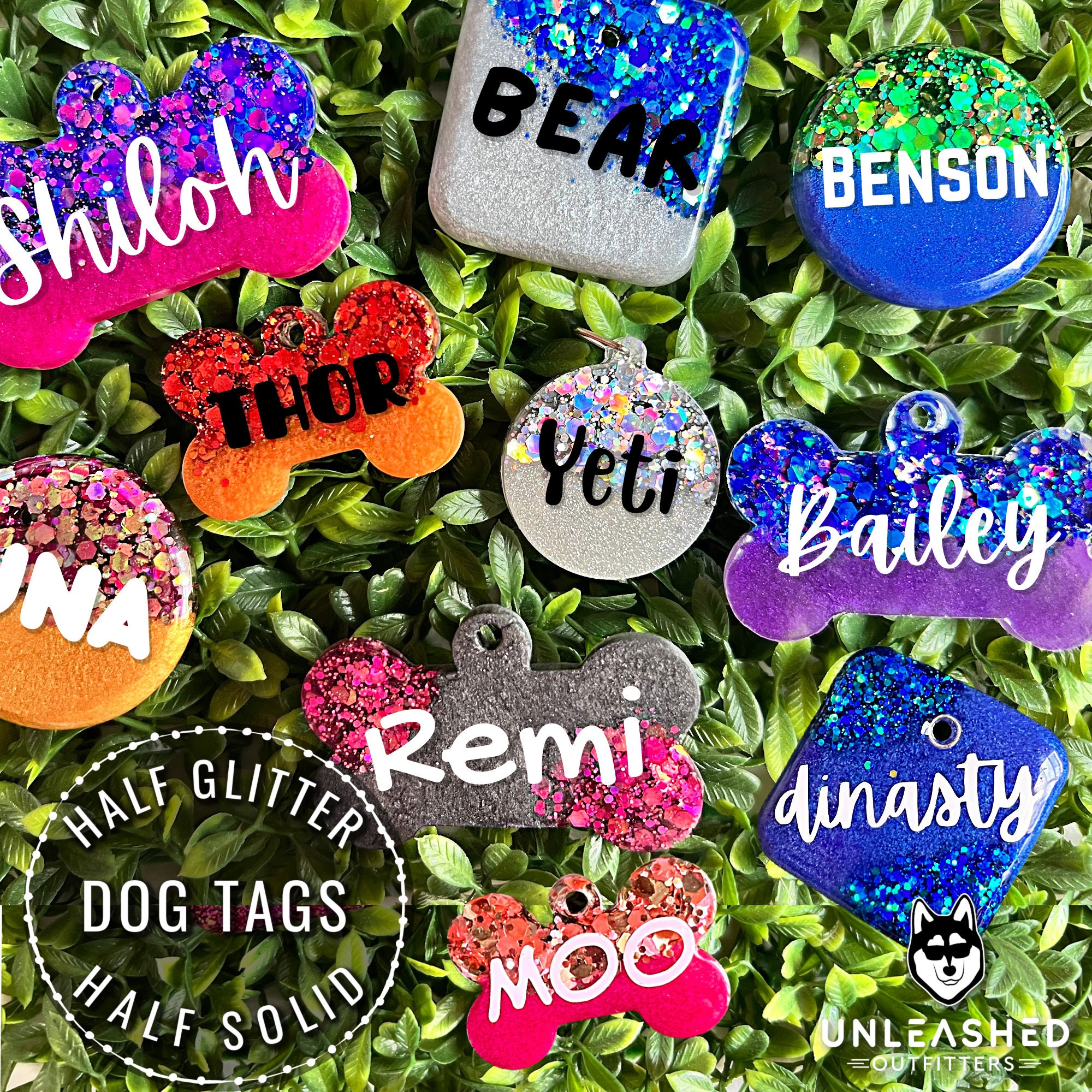 Glitter dog hot sale tags