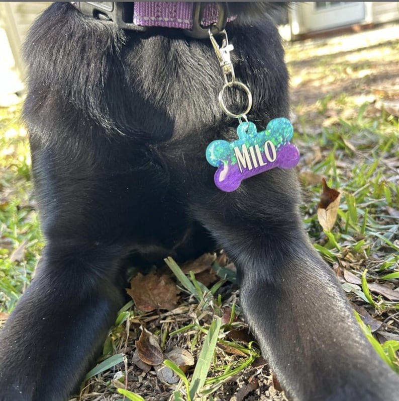 Half Glitter & Half Solid | Resin Dog Tag image 4