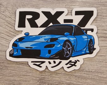 Hand Drawn Mazda FD RX-7 Sticker 4 inches.