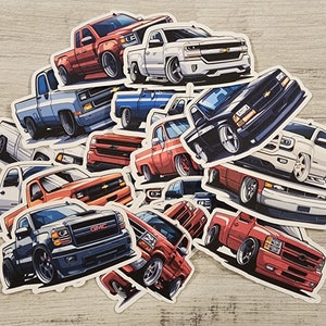 Cartoon Lowered Truck Sticker pack of 20 stickers. ~2 inches.