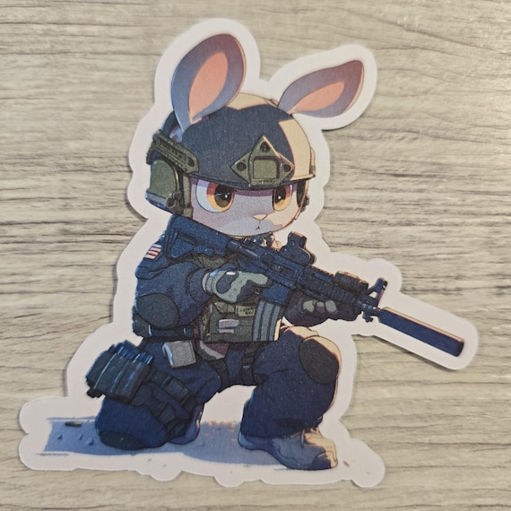 Rabbit Stickerᕱᘏ ゛専用 Tactical Bunny Waterproof Sticker - Laptop, Hydroflask, Car - Etsy