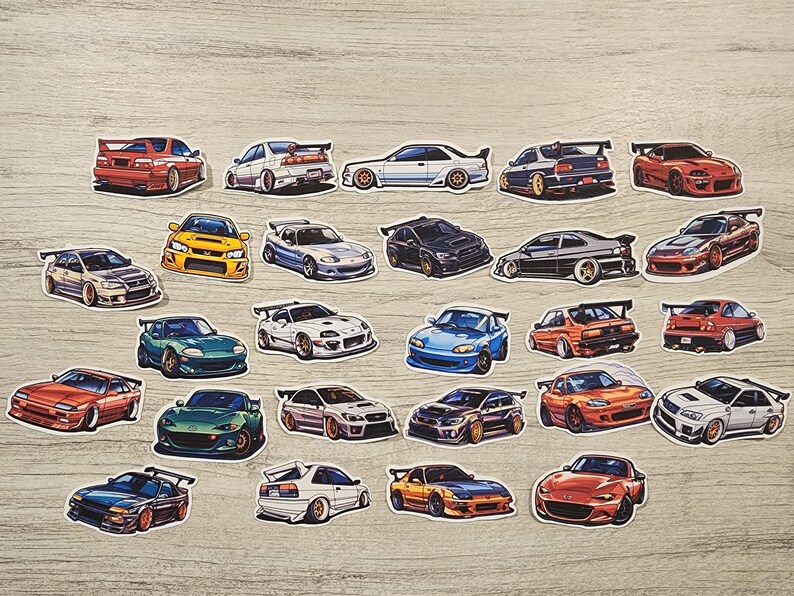 Cartoon JDM Car Sticker Pack of 26 Stickers. 1 2.5 Inches. Etsy