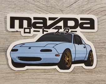 Hand Drawn Mazda Miata Sticker 4 inches.