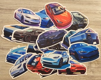 Cartoon Tesla Sticker pack of 20 stickers. ~2 inches.