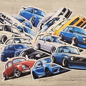 Cartoon Euro Car Sticker pack of 20 stickers. ~2 inches.