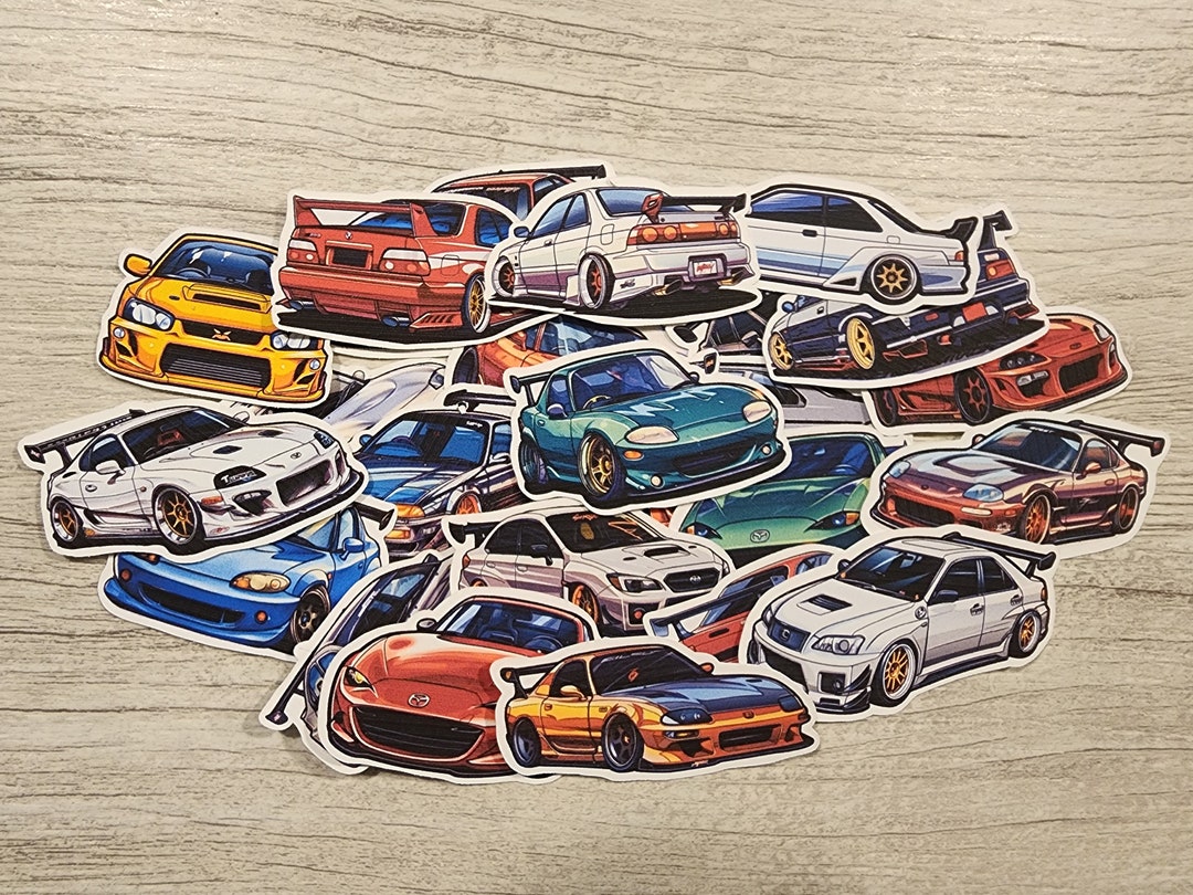 Cartoon JDM Car Sticker Pack of 26 Stickers. 1 2.5 Inches. Etsy