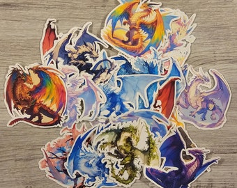 Cartoon Fantasy Dragon Sticker pack of 20 stickers. ~2 inches.