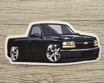 Chevy Silverado Lowered Sticker 4 inches.
