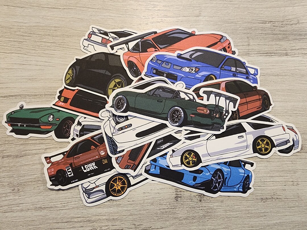 Hand Drawn JDM Cars Sticker Pack of 18 Stickers. 3.5 4.5 Inches. Etsy