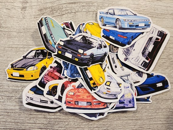 Initial D Anime Car Sticker pack of 31 stickers. 1 - 2.5 inches.