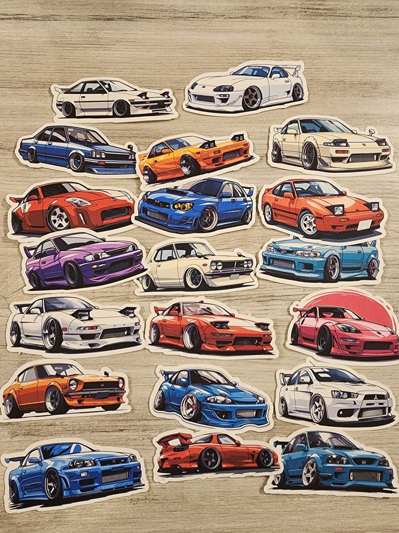 Cartoon JDM Car Sticker Pack of 20 Stickers. 4 Inches. Etsy