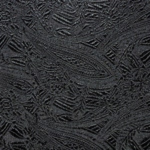 Motif cachemire rétro | Tissu brocart de soie, mètre carré, 30&quot; de large | Noir | Cachemire, Boteh, abstrait, floral, texturé