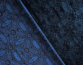 Carumba | Silk Brocade Fabric By the Half Yard, 30" or 51" Wide | 2 Colors | Scroll, Knot, Arabesque, Frieze, Cartouche, Key, Filigree